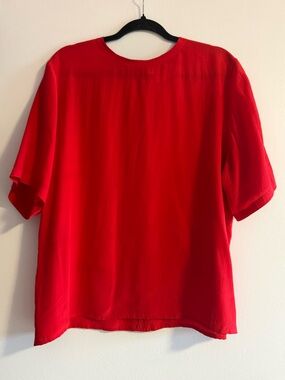 Vintage Braemar 100% Silk Women’s Red Short-Sleeve Blouse